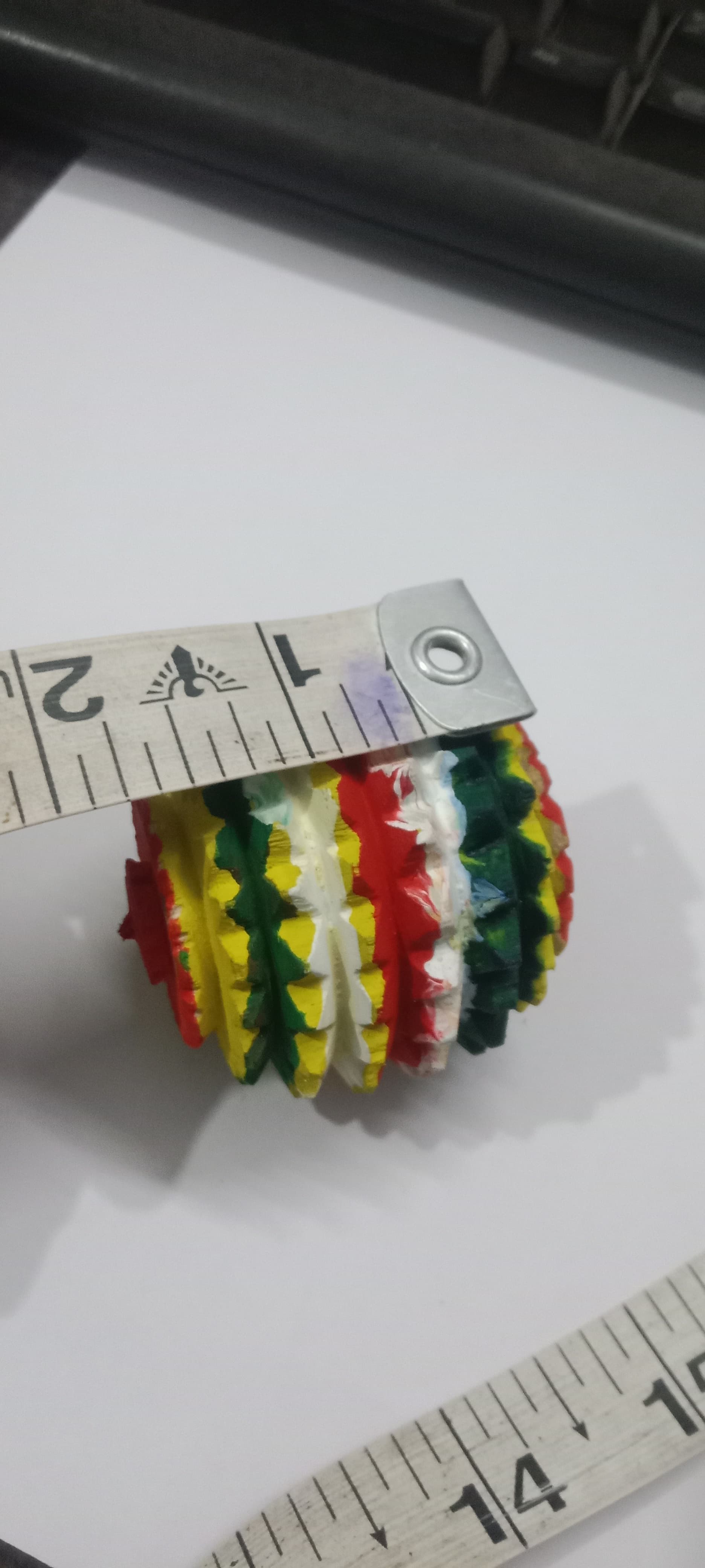 Wooden Round Massager 6 inch Manual Acupressure Handcrafted Health Round Massager Yellow, Green and Red