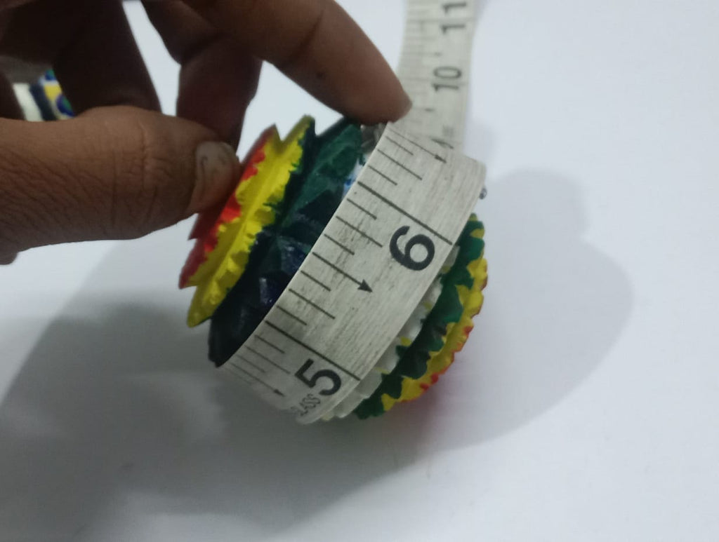 Wooden Round Massager 6 inch Manual Acupressure Handcrafted Health Round Massager Yellow, Green and Red