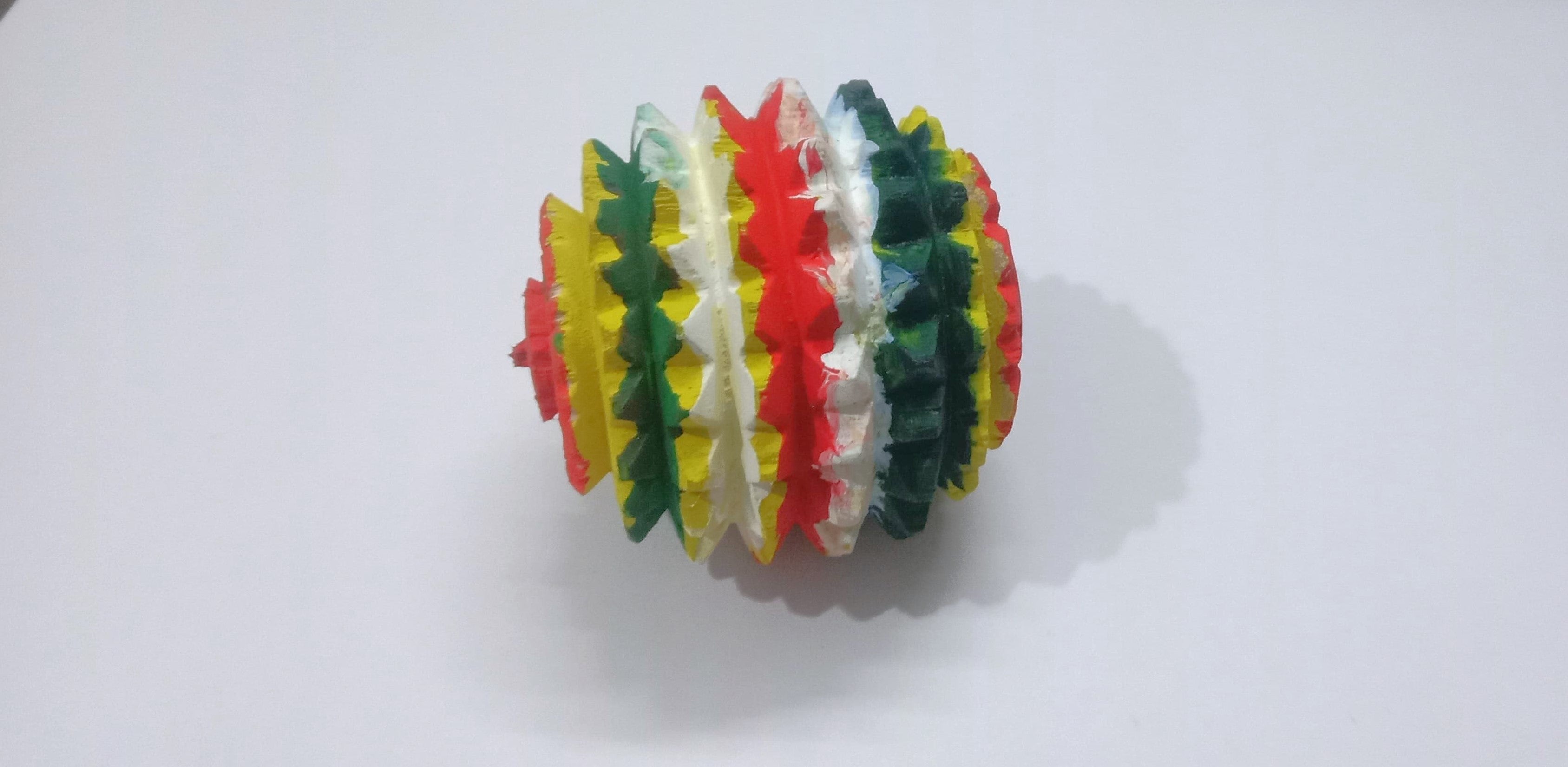 Wooden Round Massager 6 inch Manual Acupressure Handcrafted Health Round Massager Yellow, Green and Red