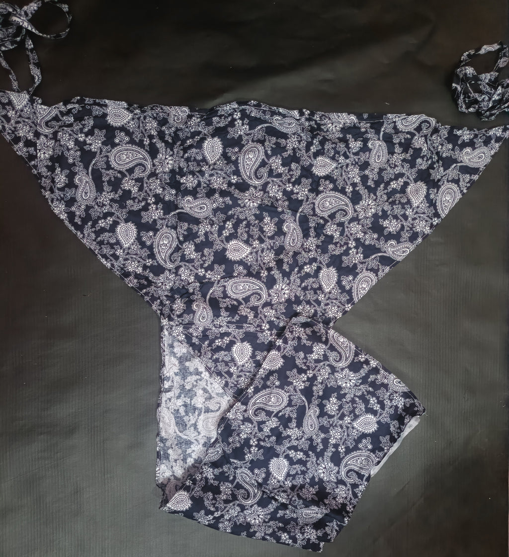 Soft Cotton Langota Dark blue and White for Female Yoga Workout Sport Traditional Koupean Lingerie