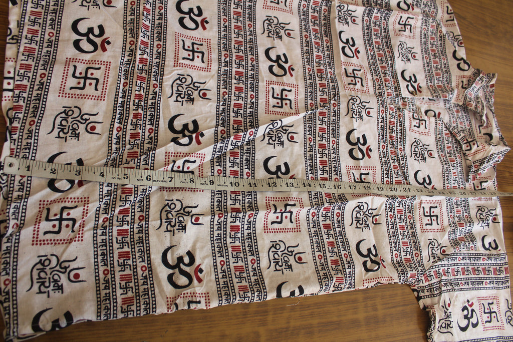 Mhakal Religious Kurta White and Black with Traditional Sanskrit Print Cotton Blend Ethnic Wear Hindu Religious Fashion