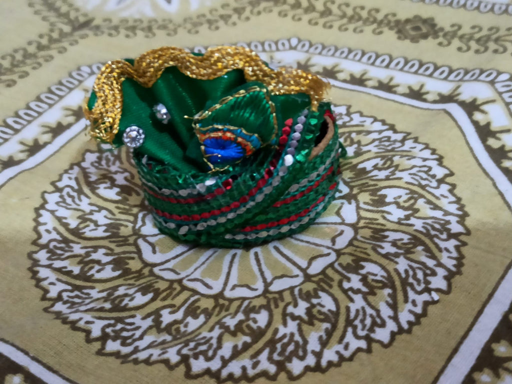 Set of 6 kanha ji pagdi Turban  Handcrafted headgear 2X1.5 inch Hindu pooja Religion