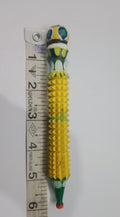 Wooden Pen Massager – 6 Inch Manual  Acupressure Handcrafted Health Roller Pen, Yellow and Green