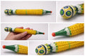 Pack of 5 Wooden Pen Massager – 6 Inch Manual  Acupressure Handcrafted Health Roller Pen, Yellow and Green