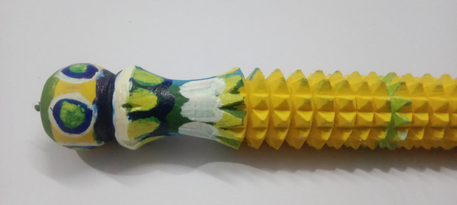 Wooden Pen Massager – 6 Inch Manual  Acupressure Handcrafted Health Roller Pen, Yellow and Green