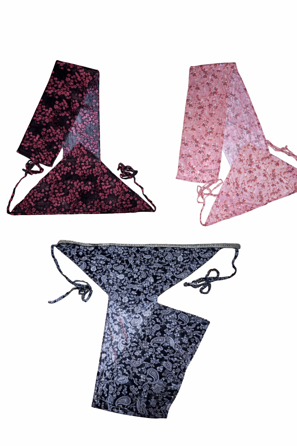 set of 3 soft cotton langota printed pink, navy blue and printed black and pink different print and design Handcrafted Traditional Yoga Workout Sports Underwear Banaras