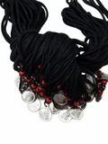 Religious Black Thread Bracelet with Coin Shape Pendant Red & Black Beads Traditional Hindu Adjustable Wrist Thread