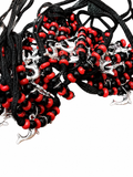 Religious Black Thread Bracelet with Red & Black Beads Fish Shape Pendant Traditional Hindu Spiritual Adjustable Wrist Thread