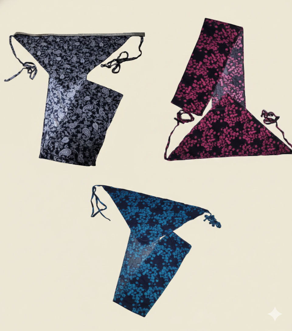 set of 3 soft cotton langota navy blue printed black and pink and blue and black different print and design Handcrafted Traditional Yoga Workout Sports  Underwear Bananas