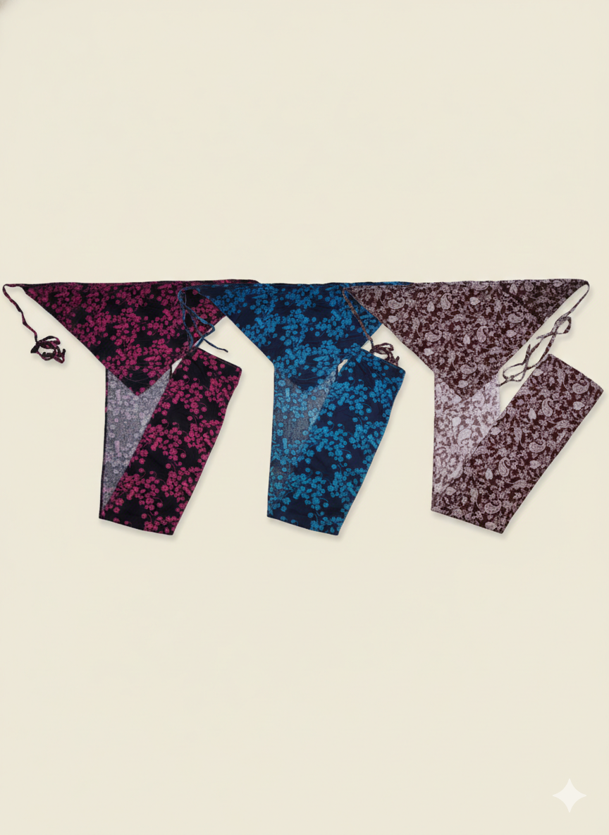 Set of 3 soft cotton langota black and pink, blue and black , printed maroon different print and design for Female Sports Yoga Lingerie Workout Traditional Koupean Bananas