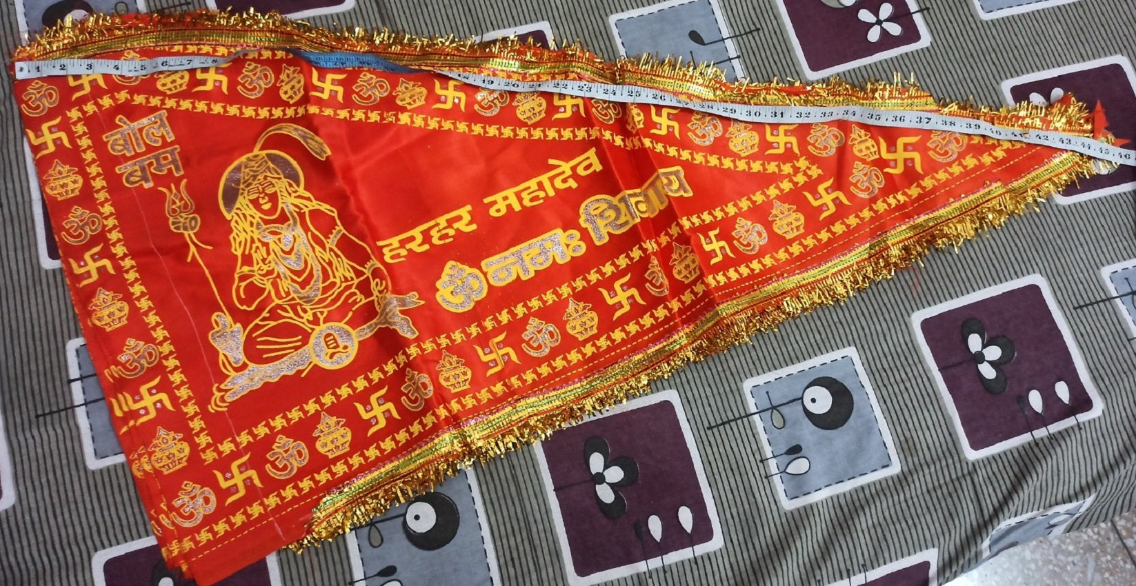 Har Har Mahadev flag 22X45 inch Hindu Traditional pooja puja Temple Religious Dhwaj.