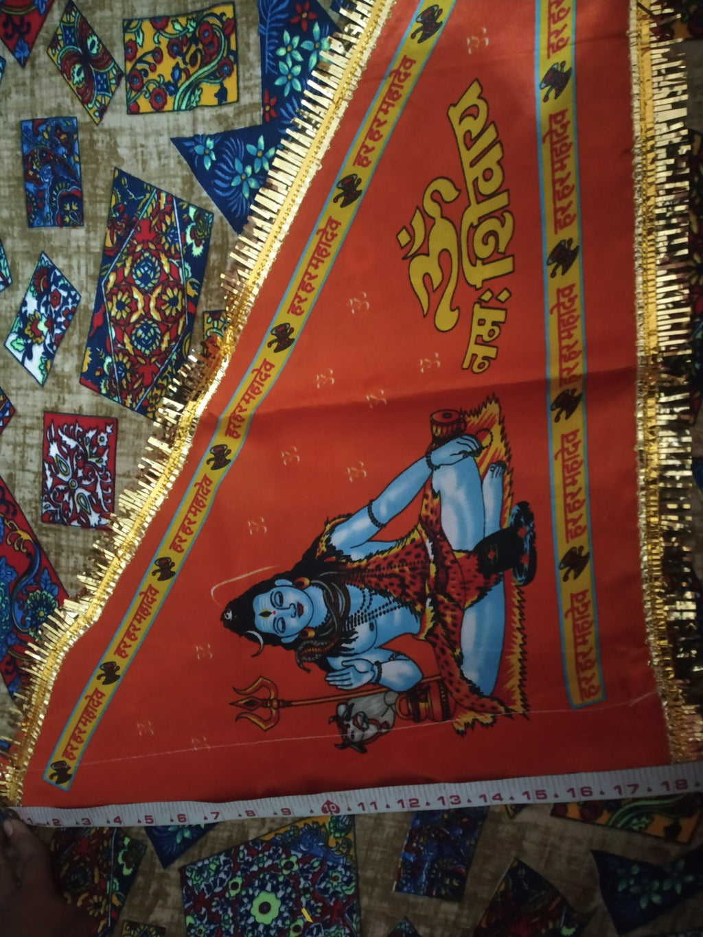 Om Namah Shivay Religious Flag | Spiritual Mahadev Dhwaj for Temple, Bike & Home Décor