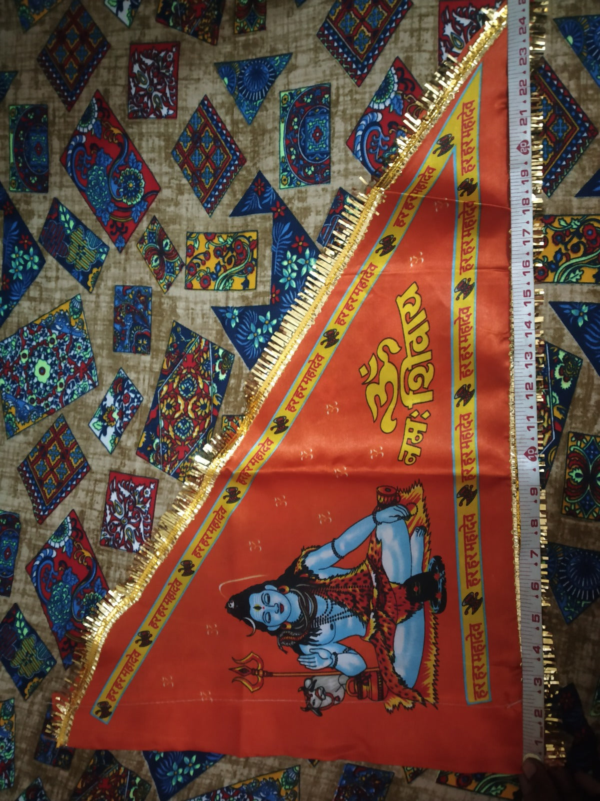 Om Namah Shivay Religious Flag | Spiritual Mahadev Dhwaj for Temple, Bike & Home Décor