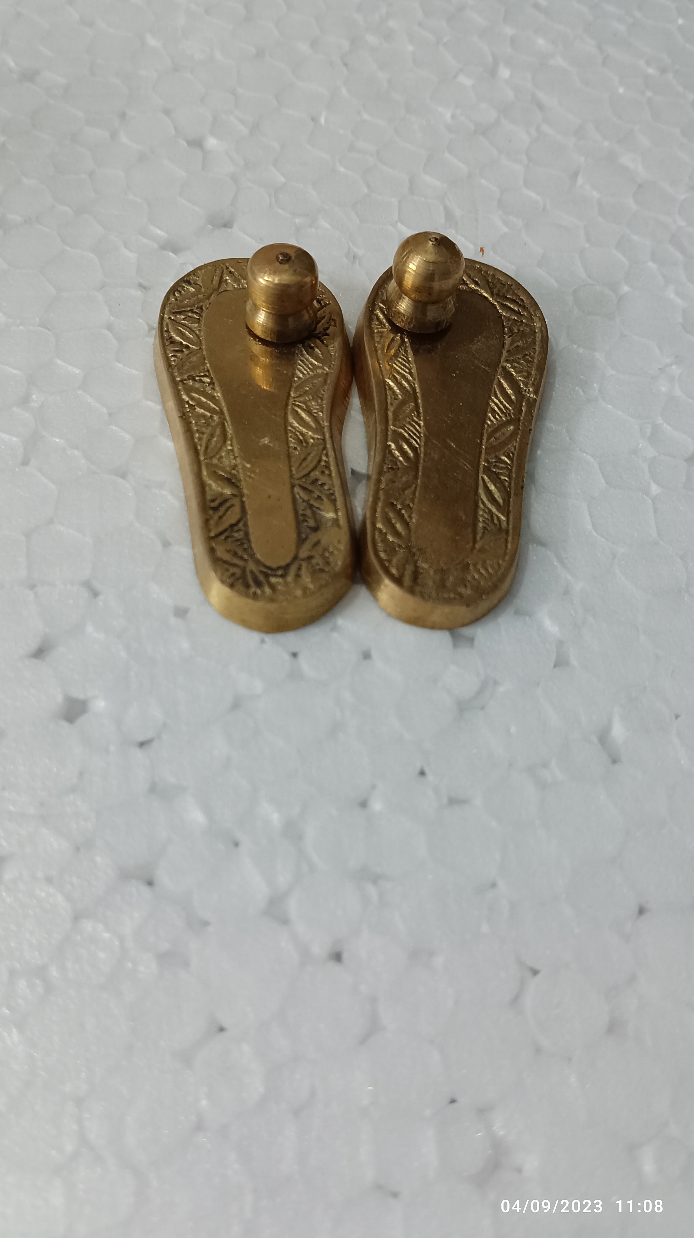 Traditional Brass 2.5" Khadau Paduka Religious Hindu Puja Sacred Spiritual Home Decor