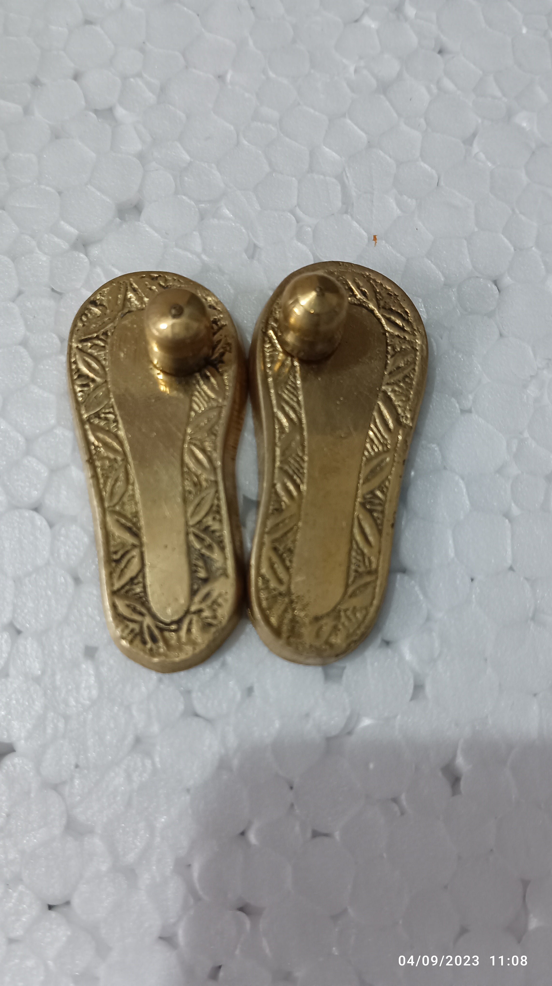 Traditional Brass 2.5" Khadau Paduka Religious Hindu Puja Sacred Spiritual Home Decor