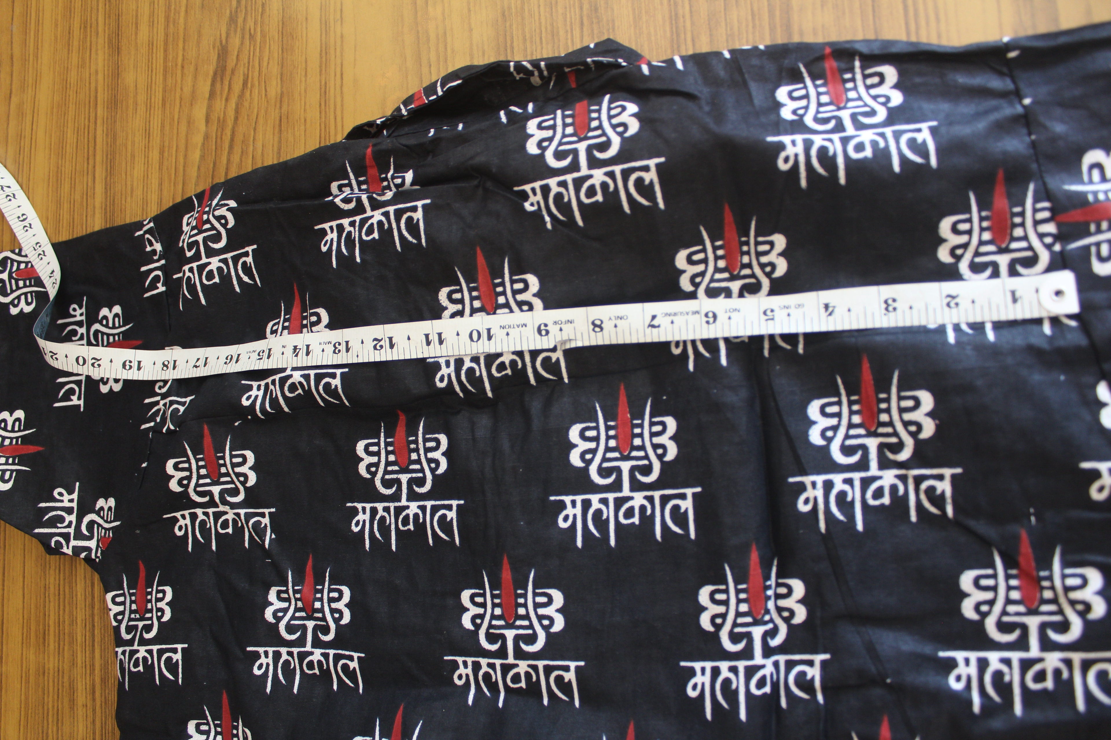 New 2 Pcs Mhakal Religious Kurta White and Black with Traditional Sanskrit Print Cotton Blend Ethnic Wear Hindu Religious Fashion