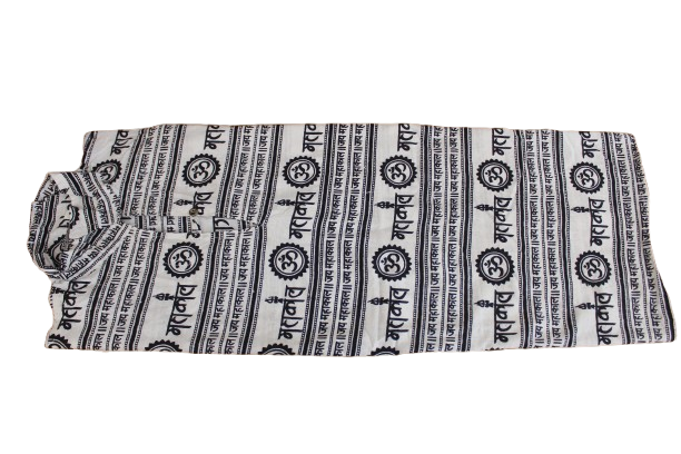 Mhakal Religious Kurta White and Black with Traditional Sanskrit Print Cotton Blend Ethnic Wear Hindu Religious Fashion