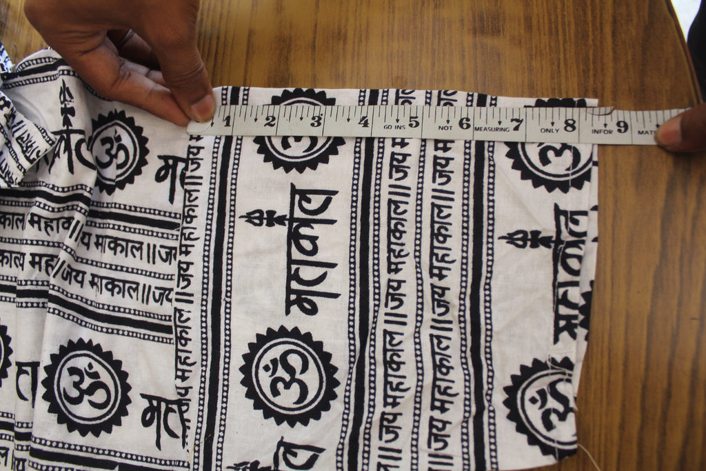 New 2 Pcs Mhakal Religious Kurta White and Black with Traditional Sanskrit Print Cotton Blend Ethnic Wear Hindu Religious Fashion