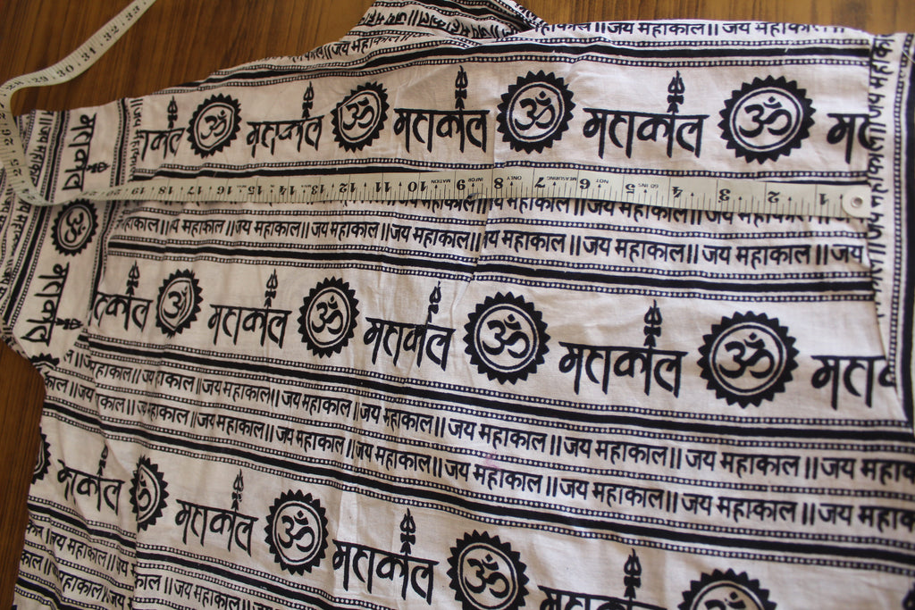 Mhakal Religious Kurta White and Black with Traditional Sanskrit Print Cotton Blend Ethnic Wear Hindu Religious Fashion