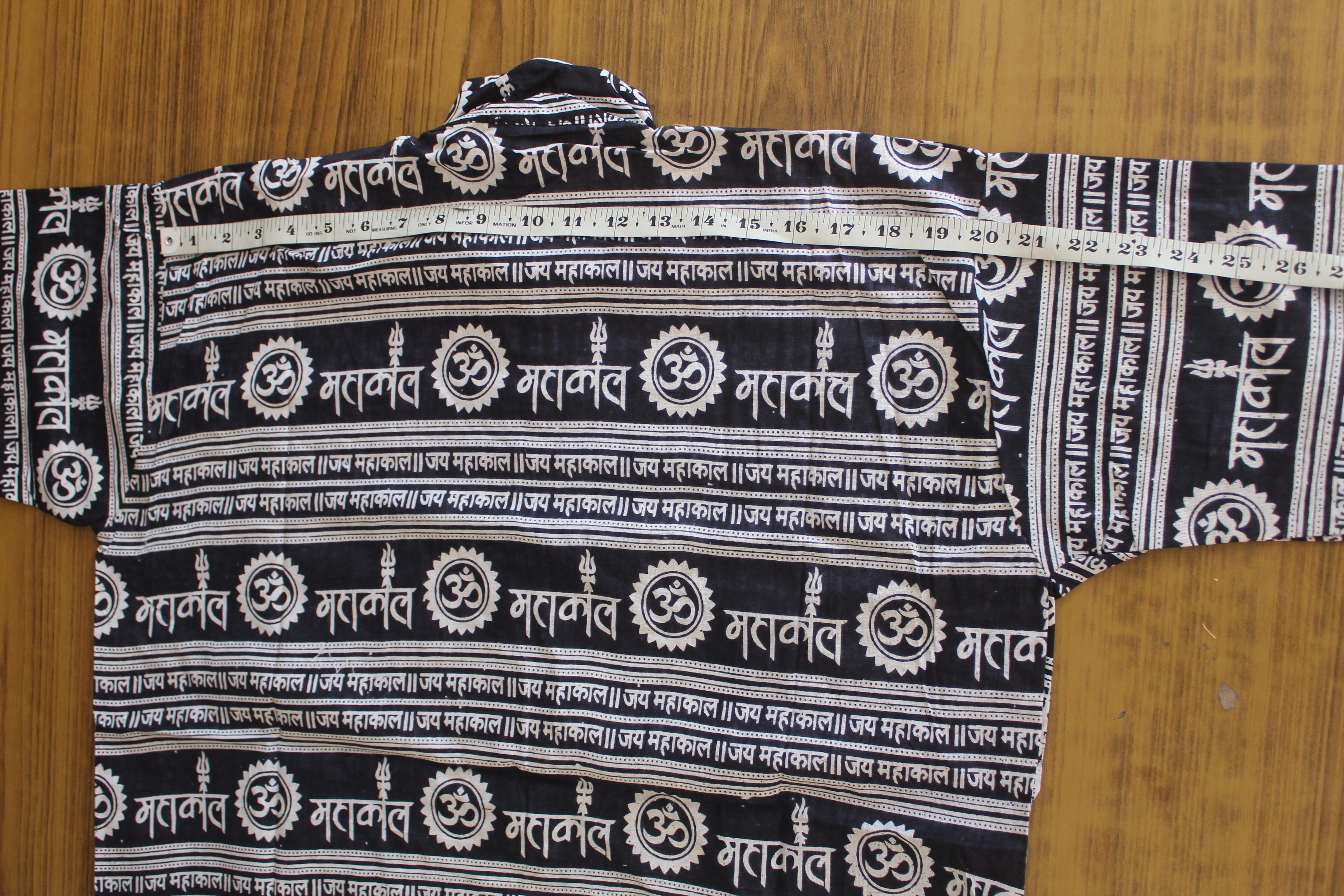 New 2 Pcs Mhakal Religious Kurta White and Black with Traditional Sanskrit Print Cotton Blend Ethnic Wear Hindu Religious Fashion
