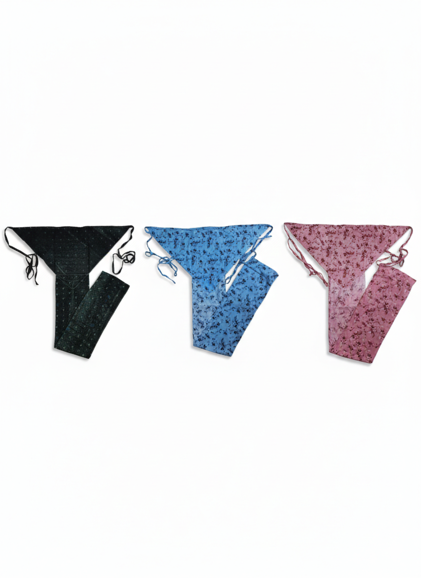 set of 3 soft cotton langota printed green, red and sky blue different print and design Handcrafted Traditional Yoga Workout sports Underwear Banaras