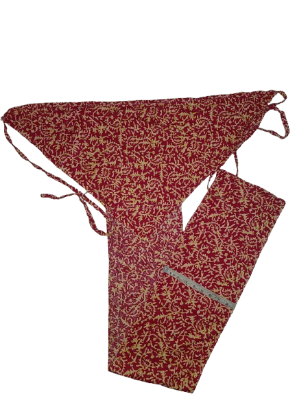 Printed Langota Soft Cotton Red and White  Sports Yoga  Workout Traditional Handcrafted Koupean Fashion Banaras