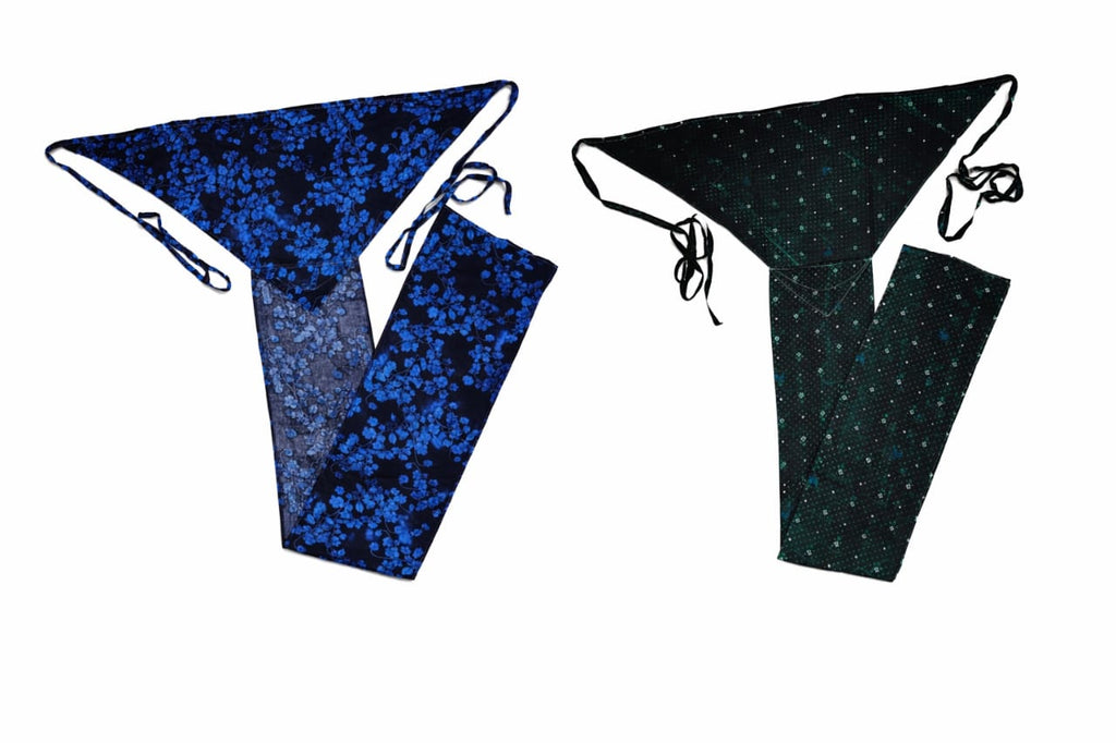 Pair of soft cotton langota printed blue and black and dark green different print and design Handcrafted Traditional Yoga Workout Sports Underwear Bananas