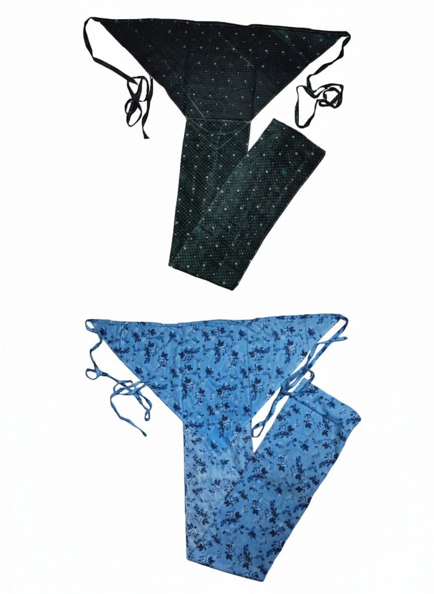 Pair of soft cotton Langota printed green and sky blue female sports yoga Lingerie Workout Sports Underwear Banaras