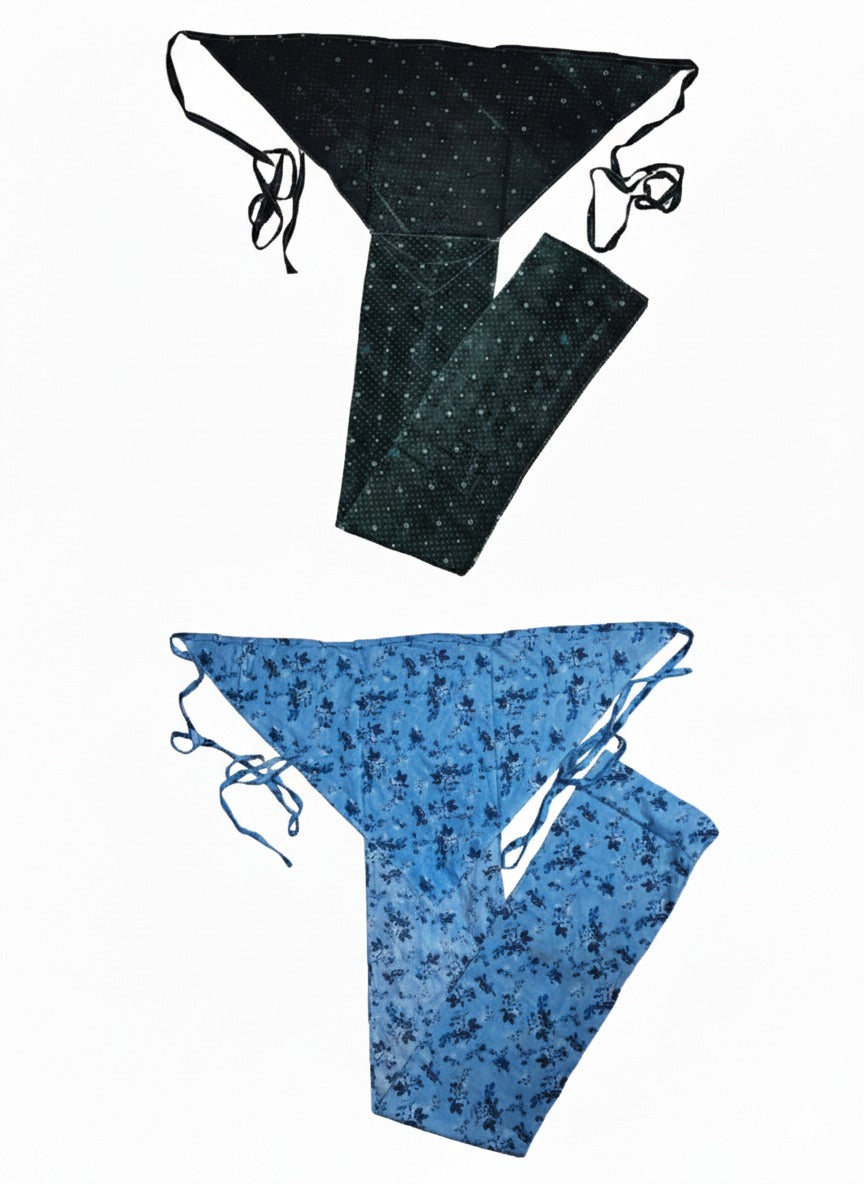 Pair of soft cotton Langota printed green and sky blue female sports yoga Lingerie Workout Sports Underwear Banaras
