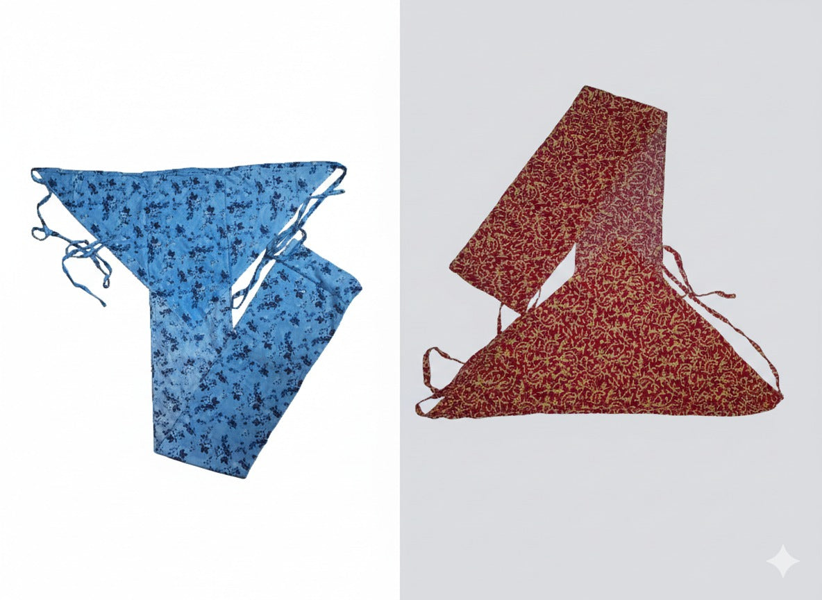 Pair of soft cotton langota printed sky blue and printed red different design Handcraftrd Traditional Yoga Workout Sports  Underwear Banaras