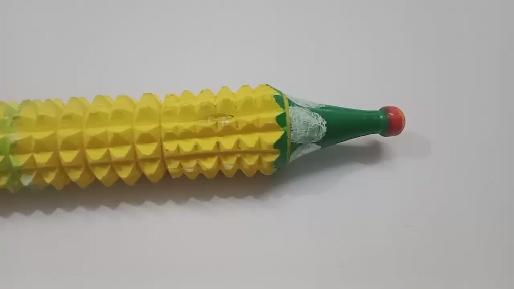 Pack of 5 Wooden Pen Massager – 6 Inch Manual  Acupressure Handcrafted Health Roller Pen, Yellow and Green