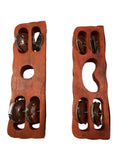 New 9" Wooden Khartal Musical Instrument Hand Percussion brown Handcrafted Traditional Banaras