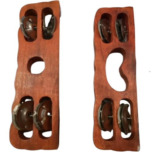 New 9" Wooden Khartal Musical Instrument Hand Percussion brown Handcrafted Traditional Banaras