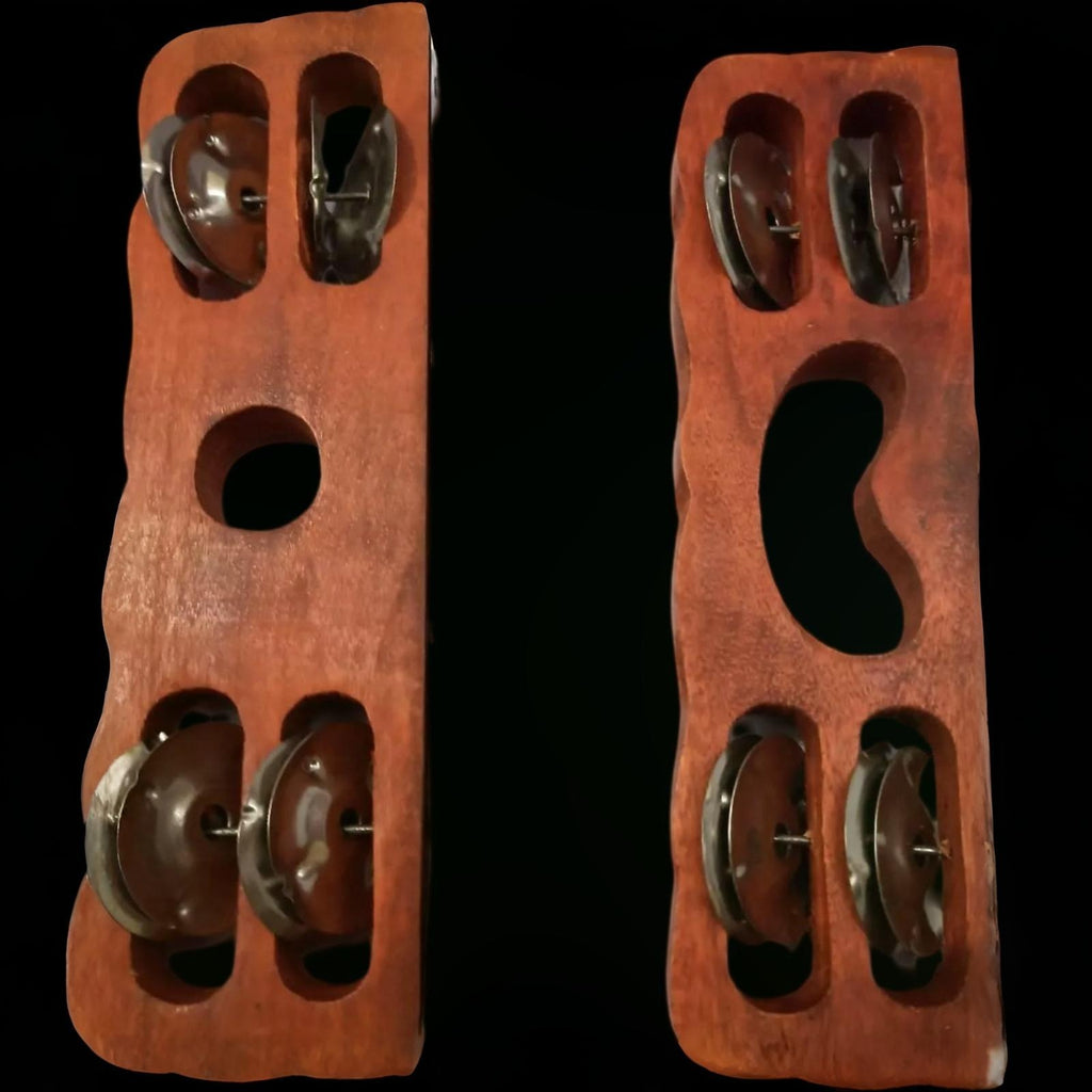 New 9" Wooden Khartal Musical Instrument Hand Percussion brown Handcrafted Traditional Banaras