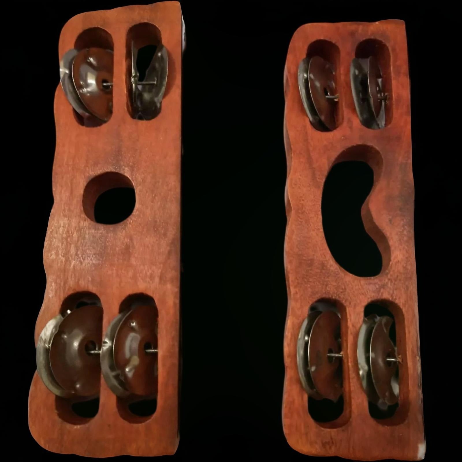 New 9" Wooden Khartal Musical Instrument Hand Percussion brown Handcrafted Traditional Banaras